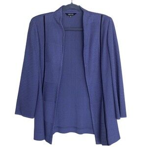 Misook Women's Textured Knit Open Cardigan Purple Sz M Old Money Capsule